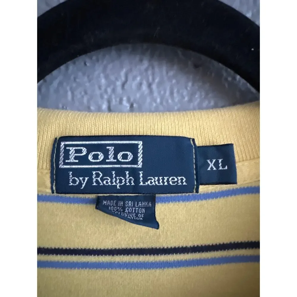 Vintage Polo Ralph Lauren Striped Yellow Rugby Polo size XL